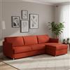 Dmora Divano Letto con Penisola Virgilia 260x160 cm Arancione Sfoderabile Contenitore, Idrorepellente Multiposizione Trasformabile in Letto