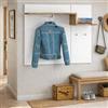 Dmora Bianco Lucido e Pero Appendiabiti Orizzontale, Made in Italy, con Ganci e Tubo per appendini, Mobile per Ingresso, Entratina, cm 120x30h100, Colore