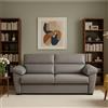 Dmora Divano Fisso 3 Posti Vilma 225x95 cm Grigio Sfoderabile Lavabile, Braccioli Made in Italy