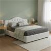 Dmora Letto Matrimoniale Rosmunda Bianco Sfoderabile Contenitore, Letto Matrimoniale Dimensione Materasso 160x190 cm Made in Italy
