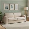 Dmora Talamo Italia - Divano letto 2 posti Achiropita, Sofà Soggiorno con apertura girevole, Tessuto imbottito, Braccioli slim, 100% Made in Italy, Cm 200x100h95, Beige