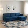 Dmora Divano Fisso con Penisola Ubalda 260x160 cm blu Sfoderabile Reversibile, Idrorepellente Multiposizione Made in Italy