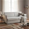 Dmora Divano Letto 2 Posti Violante 160x95 cm Grigio Chiaro Sfoderabile Contenitore, di Apertura a Ribalta Made in Italy