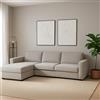 Dmora Divano Fisso con penisola Grazia, Sofà ad Angolo con penisola Contenitore Sinistra, Braccioli Standard, 100% Made in Italy, Cm 280x95h90, Grigio