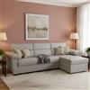 Dmora Divano Letto con Penisola Quinzia 285x160 cm Grigio Chiaro Sfoderabile Contenitore, Idrorepellente Multiposizione Trasformabile in Letto