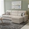 Dmora Divano Letto con Penisola Nuccia 280x160 cm Beige Sfoderabile Contenitore, Idrorepellente Multiposizione Trasformabile in Letto Made in Italy