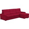 Dmora Divano Letto con Penisola Zosima 280x160 cm Rosso Sfoderabile Contenitore, Idrorepellente Multiposizione Trasformabile in Letto Made in Italy