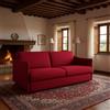 Dmora Divano Letto 3 Posti Petronilla 200x95 cm Rosso Sfoderabile Contenitore, Lavabile Made in Italy