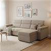 Dmora Divano Letto con Penisola Zara 285x160 cm Grigio Tortora Sfoderabile Contenitore, Idrorepellente Trasformabile in Letto Made in Italy