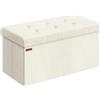 SONGMICS Panca Contenitore, Pouf Pieghevole, 76 x 38 x 38 cm | Cassapanca, Panca da Fondo Letto, Capacità di Carico 300 kg, Bianco Crema, Collezione MINOTA LSF603W01