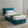 Dmora Letto Singolo Sebastiana Azzurro Sfoderabile Contenitore, Dimensione Materasso 80x190 cm Made in Italy