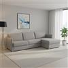 Dmora Divano Fisso con Penisola Ubalda 260x160 cm Grigio Sfoderabile Reversibile, Idrorepellente Multiposizione Made in Italy