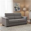Dmora Divano Letto 3 Posti Zaira 225x95 cm Grigio Sfoderabile Contenitore, Lavabile Made in Italy