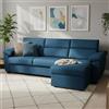 Dmora Divano Letto con Penisola Quinzia 285x160 cm blu Sfoderabile Contenitore, Idrorepellente Trasformabile in Letto Made in Italy