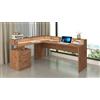 Dmora - Scrivania Salomone, Scrittoio angolare con sopralzo, Scrivania ufficio multiuso, 180x90h160 cm, Rovere