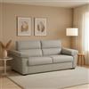 Dmora Divano Fisso 3 Posti Vilma 225x95 cm Grigio Chiaro Sfoderabile Lavabile, Braccioli Made in Italy