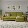 Dmora Divano Letto con Penisola Quinzia 285x160 cm Verde Sfoderabile Contenitore, Idrorepellente Multiposizione Trasformabile in Letto Made in Italy