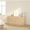 Dmora - Credenza Janine, Buffet da Soggiorno, Madia da Salotto, Dispensa da Cucina, 143x30 h68 cm, Rovere