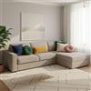 Dmora Talamo Italia - Divano letto con penisola Adela, Sofà con penisola contenitore Destra, Braccioli standard, 100% Made in Italy, Cm 280x95h90, Tortora