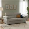 Dmora Divano Letto 3 Posti Quintina 225x95 cm Grigio Chiaro Sfoderabile Contenitore, Lavabile Made in Italy