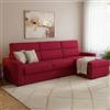 Dmora Divano Letto con Penisola Nuccia 280x160 cm Rosso Sfoderabile Contenitore, Idrorepellente Multiposizione Trasformabile in Letto Made in Italy