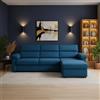 Dmora Divano Fisso con Penisola Vincenza 285x160 cm blu Sfoderabile Reversibile, Idrorepellente Multiposizione Made in Italy
