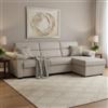 Dmora Divano Letto con Penisola Quinzia 285x160 cm Beige Sfoderabile Contenitore, Idrorepellente Multiposizione Trasformabile in Letto Made in Italy