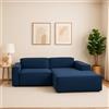 Talamo Italia - Divano fisso con penisola Patrizia, Divano componibile a 2 posti con penisola destra, Sofà moderno in tessuto, 100% Made in Italy, Cm 220x170h70, Blu