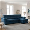 Dmora Divano Letto con Penisola Verdiana 285x160 cm blu Sfoderabile Contenitore, Idrorepellente Multiposizione Trasformabile in Letto Made in Italy
