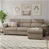 Dmora Divano Letto con Penisola Quinzia 285x160 cm Grigio Tortora Sfoderabile Contenitore, Idrorepellente Multiposizione Trasformabile in Letto