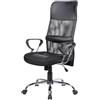 Dmora - Sedia da ufficio Bay, Poltrona presidenziale con braccioli, Sedia ergonomica da ufficio, Cm 56x61h111/121, Nero