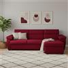 Dmora Divano Letto con Penisola Quinzia 285x160 cm Rosso Sfoderabile Contenitore, Idrorepellente Multiposizione Trasformabile in Letto Made in Italy