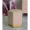 Dmora Pouf Teles, Poltrona Multiuso, Scendiletto, Pouf poggiapiedi, 38x38 h38 cm, Rosa e Oro