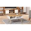 Dmora Basso da Soggiorno, Tavolino Porta riviste con 2 scaffali e Piedini, Stile Scandi, cm 55x90h55, Colore Bianco e Acero