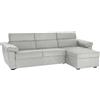 Dmora Divano Fisso con Penisola Vincenza 285x160 cm Grigio Chiaro Sfoderabile Idrorepellente Multiposizione, Lavabile Made in Italy