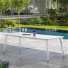 Dmora Tavolo da Esterno Lezzeno 98x235x74h cm Bianco 10 Posti Meccanismo Estensione Allunga Centrale, Resistente ai Raggi uv
