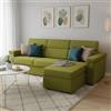 Dmora Divano Letto con Penisola Zara 285x160 cm Verde Sfoderabile Contenitore, Idrorepellente Multiposizione Trasformabile in Letto Made in Italy