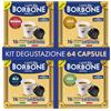 Caffè Borbone Kit Degustazione 64 Capsule Compatibili Dolce Gusto®* - Rossa, Blu, Oro e Dek, 4 Confezioni da 16 con Intensità Assortite - Compatibili con le Macchine a marchio Nescafè®* Dolce Gusto®*