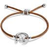 UNO DE 50 Bracciale DE HILO EFECTO SEDA MARRÓN CON PERLA SHELL FORNITURA BAÑADA EN argento DE LEY- Min. Perímetro: 14,5 Máx. Perímetro: 17,5