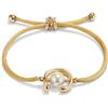 UNO DE 50 Bracciale DE HILO EFECTO SEDA CAMEL CON PERLA SHELL FORNITURA BAÑADA EN oro 18K- Min. Perímetro: 14,5 Máx. Perímetro: 17,5