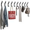 Avilia Appendiabiti da Parete, 10 Ganci Metallo Nero con Viti e Tasselli | Ganci appendiabiti a muro con doppia foratura, attaccapanni per ingresso, bagno, camera e garage, 9,5 x 4 cm