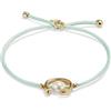 UNO DE 50 Bracciale DE HILO EFECTO SEDA VERDE AZULADO CON PERLA SHELL FORNITURA BAÑADA EN oro 18K- Min. Perímetro: 14,5 Máx. Perímetro: 17,5