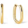 SINGULARU - Orecchini Cerchio Bolero. Acciaio con Finitura Placcata Oro 18Kt. Minimalisti con Chiusura Click/Congo. Gioielli per Donna