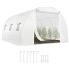Outsunny Serra da Giardino a Tunnel 4x3x2 m con Porte e 6 Finestre Bianco | Porte Avvolgibili, Serra per Orto, 2 Rinforzi Diagonali, Struttura in Acciaio, Copertura PE, per Orto Verdure Fiori Frutta