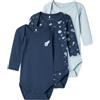 NAME IT Nbmbody 3p Ls Dark Space Noos Body a maniche lunghe Unisex - Bambini e ragazzi (Pacco da 3)