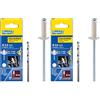 Rapid Scatola da 50 Rivetti in Alluminio da Ø4 x 10 mm, Adatti a Fissare Grondaie, Tubazioni e Lamiere, Include Punta per il Trapano - Bianco (5001463) (Confezione da 2)