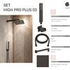 Gedy High Pro Plus set doccia quadrato a parete nero opaco codice prod: 0000GYHP1010300