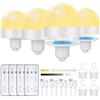 Görvitor Görvitor Lampadina E27 ricaricabile con telecomando, base magnetica, LED, ricaricabile, dimmerabile, con batteria, 3 colori, con timer, per esterni, campeggio, luce di emergenza con gancio (4 pezzi)