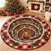GIBZ Tappeto Natalizi 3D con Illusione Ottica Zerbino Caldo 120x120cm | Tappeti Rotondo a Pelo Corto Lavabile e Assorbente per Feste Camere da Letto e Soggiorni
