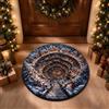 GIBZ Tappeti Natalizi 3D Lavabili Illusione Ottica Zerbino 120x120cm | Tappeti Rotondo a Pelo Corto per Feste Tappetino Assorbente per Camera da Letto e Soggiorno